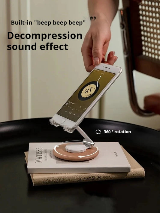 Folding Desktop Mobile Phone Holder with 360° Rotating Base