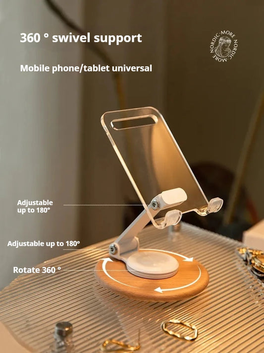 Folding Desktop Mobile Phone Holder with 360° Rotating Base
